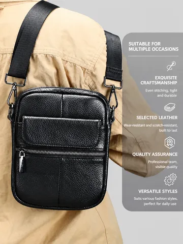 Borsa a Tracolla da Uomo in Vera Pelle Borsa a Spalla Vintage in Pelle Borsa Messaggero Casual d'Affari con Tasche Multiple