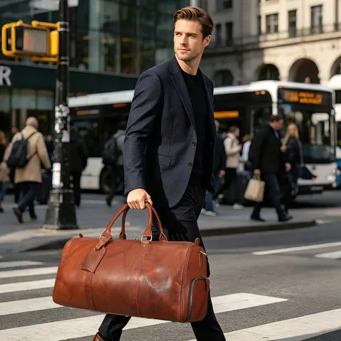 Borsa da Viaggio in Vera Pelle da Uomo Grande Capacità Valigia in Pelle di Bovina Borsa Palestra con Scomparto Scarpe