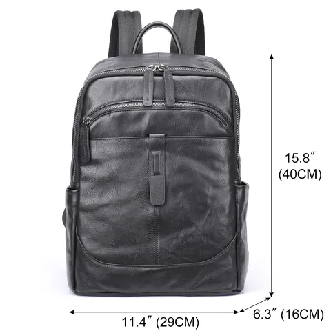 Zaino in Vera Pelle da Uomo Business Casual Viaggio Borsa per Laptop Minimalista Urbano