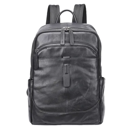 Zaino in Vera Pelle da Uomo Business Casual Viaggio Borsa per Laptop Minimalista Urbano