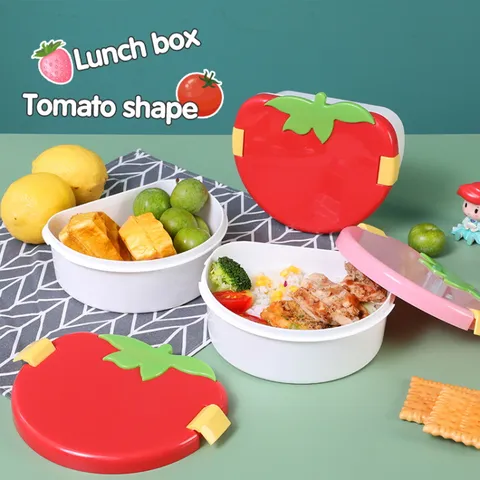 Creatieve Tomaat Vormige Lunchbox Plastic Scheiding Bento Box Magnetron Veilige Voedsel Opslag Container Voor School