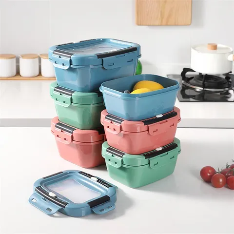Square Sealed Plastic Food Storage Box Fresh Keeping Container With Time Dial For Kitchen Home Organization