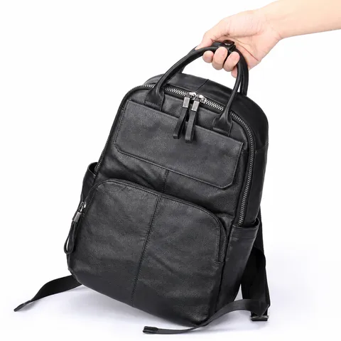 Zaino in Vera Pelle da Uomo Grande Capacità Viaggio Lavoro Borsa per Computer Casual Impermeabile Resistente all'Usura
