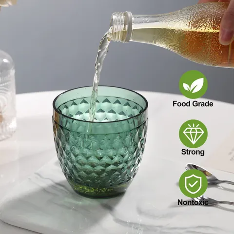 Creative Light Luxury Plastic Diamond Cut Water Cup Transparent Juice Milk Drinking Cup Home Travel Portable Tumbler