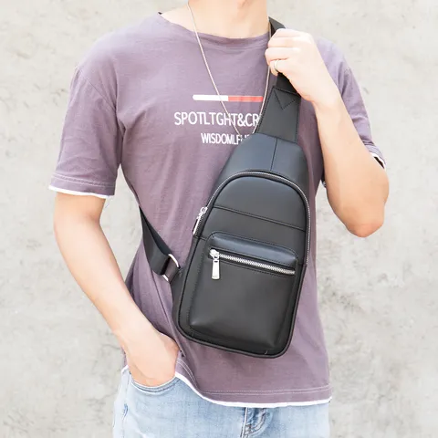 Borsa da Petto Vintage Casual da Uomo in Pelle Primo Fiore Tracolla Multifunzionale per Esterni Quotidiana
