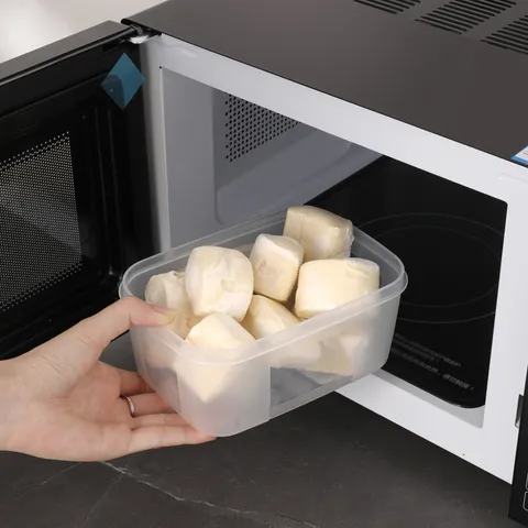 Transparent Plastic Food Storage Containers Refrigerator Fresh Keeping Box Square Food Organizer With Red Lid