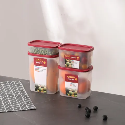 Food Grade Plastic Refrigerator Storage Box Clear Food Fruit Vegetable Fresh Keeping Container Kitchen Storage Box Set