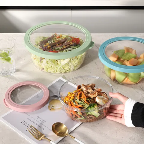 High Transparency PET Sealed Fresh Keeping Round Crisper Kitchen Storage Box Portable Meal Prep Container