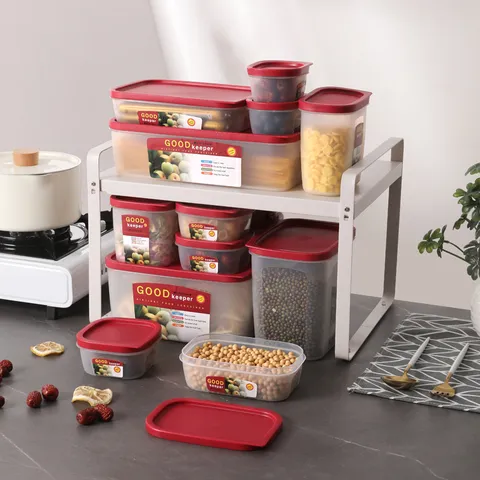Food Grade Plastic Refrigerator Storage Box Clear Food Keeper With Airtight Seal Lid Kitchen Fruit Food Storage Container Set