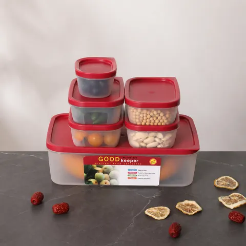 Plastik Kühlschrank Aufbewahrungsbox Set Klares Lebensmittel Obst Gemüse Aufbewahrungsbehälter Mit Versiegeltem Roten Deckel Küchen Organizer