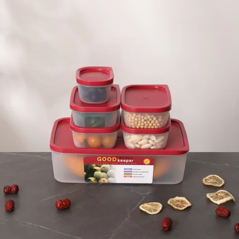 Plastik Kühlschrank Aufbewahrungsbox Set Klares Lebensmittel Obst Gemüse Aufbewahrungsbehälter Mit Versiegeltem Roten Deckel Küchen Organizer