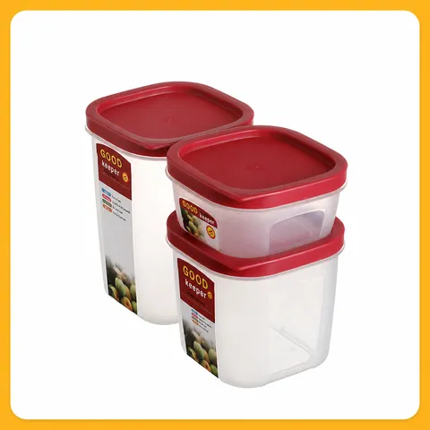 Contenitori per Alimenti in Plastica Trasparente Scatola Conservazione Frigorifero Organizer per Alimenti Quadrato Con Coperchio Rosso