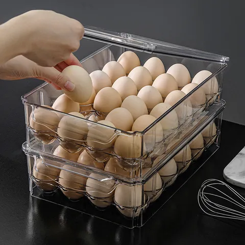 Scatola Contenitore per Conservazione Uova in Plastica Trasparente Multi Griglia per Frigorifero Supporto Organizer per Cucina
