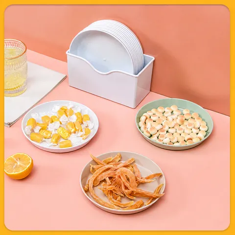 Haushalt Kunststoff Knochenspuckschale Einfacher Runder Geteilter Speiseteller Snack Obstteller Mehrzweck Geschirr