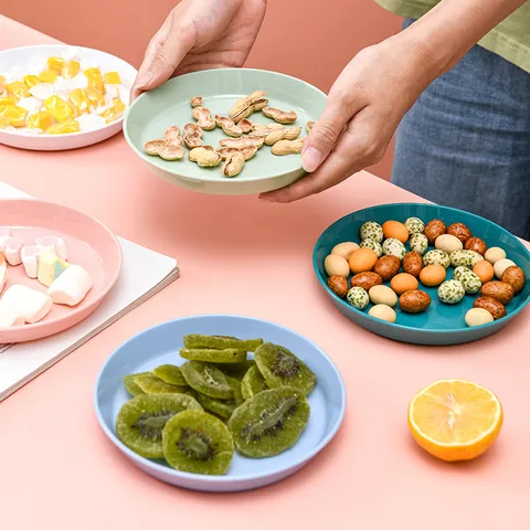 Household Plastic Bone Spit Dish Simple Round Split Dinner Plate Snack Fruit Plate Multi-Purpose Tableware