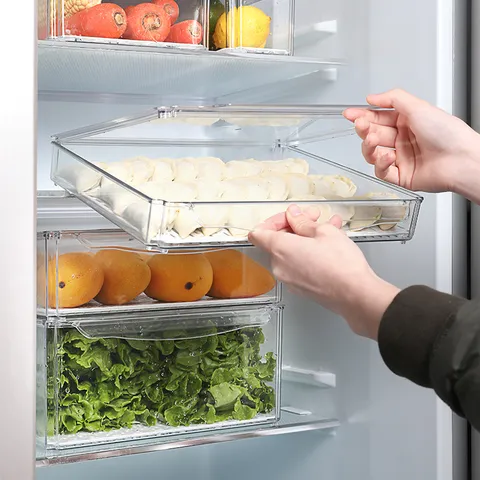 Mehrschichtige Transparente Kühlschrank Aufbewahrungsbox Küche Gefrierschrank Lebensmittelbehälter Mit Abtropfschale Klare Kunststoff Obst Gemüse Organizer Box