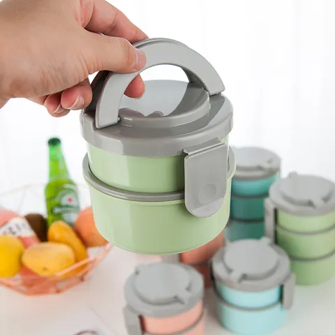 Portable Plastic Bento Box Multi-Layer Partitioned Lunch Box With Fork For Kids And Office Workers Food Container
