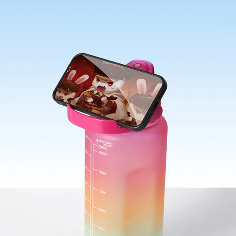 Large Capacity Gradient Frosted Sports Water Bottle Set Nesting Water Cup With Time Marker For Outdoor Fitness