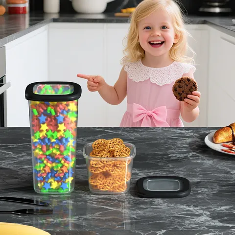 Boîte de Rangement Transparente en Plastique pour Aliments Récipient de Cuisine Hermétique Ensemble Empilable pour Céréales et Snacks