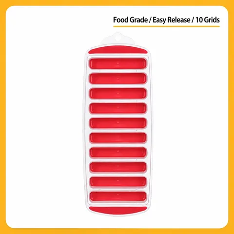 Long Strip Ice Cube Tray Easy Release TPR And PP Ice Mold Flexible Bottom Ice Maker Grid For Home Refrigerator DIY