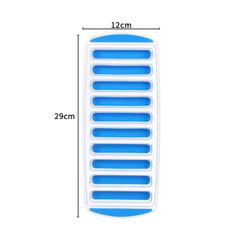 Long Strip Ice Cube Tray Easy Release TPR And PP Ice Mold Flexible Bottom Ice Maker Grid For Home Refrigerator DIY