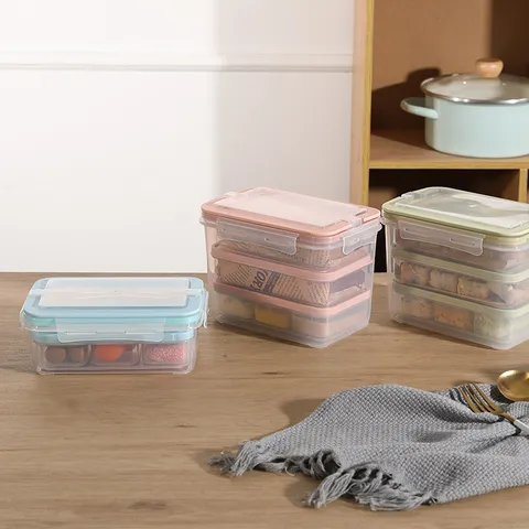 Food Grade PP Rectangular Plastic Portable Fresh Keeping Box Microwave Safe Meal Prep Lunch Box Storage Container