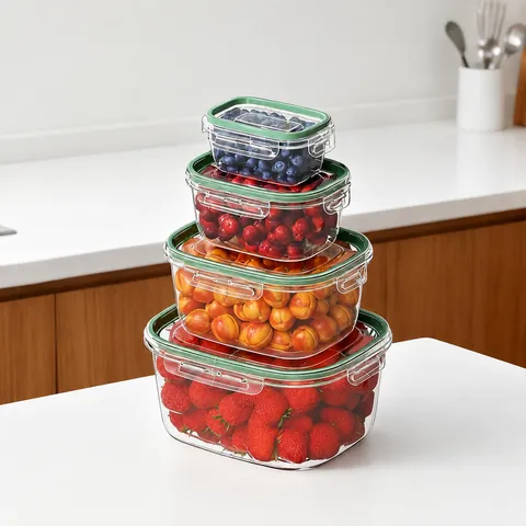 Food Grade Transparent Microwave Sealed Fresh Keeping Box Refrigerator Fruit Storage Box Set Kitchen Organizer Food Container