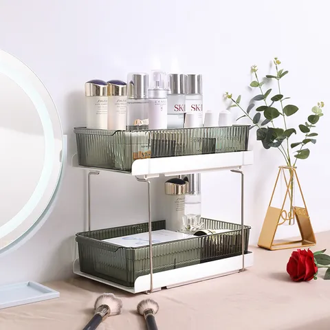 Transparent Cosmetic Storage Box PET Multi-Layer Desktop Organizer Drawer Style Makeup Storage Rack For Bathroom Kitchen Home