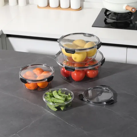 Transparent Plastic Refrigerator Storage Box Kitchen Food Fresh Keeping Sealed Container Four-Piece Set Organizer