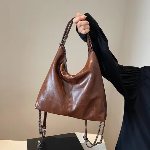 Γυναικείο Vintage Τσάντα Tote από Δέρμα PU Μεγάλης Χωρητικότητας Μόδα Patchwork Μαλακή Τσάντα Ώμου Commuter Handbag