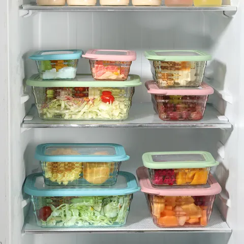 Ensemble de Boîtes de Conservation en Plastique Carré Récipient de Stockage de Nourriture Avec Couvercle Saladier Organisateur de Cuisine