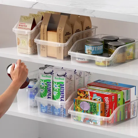 Kunststoff Kühlschrank Aufbewahrungsbox Transparenter Abtropfkorb Obst Gemüse Frische Organizer Küchen Aufbewahrungsbehälter