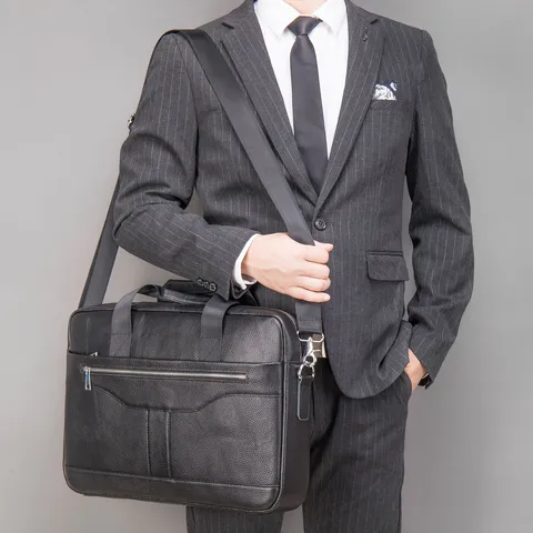 Borsa da Lavoro in Vera Pelle da Uomo Vintage Affari Borsa per Computer Portatile Grande Capacità Borsa Impermeabile