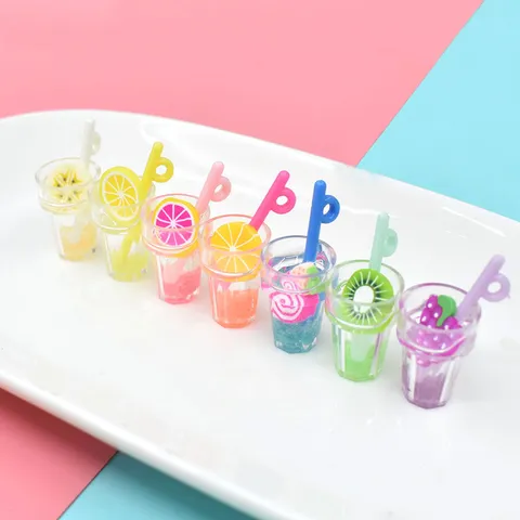 Luminous Resin Miniature Fruit Drink Bottle For DIY Cream Glue Phone Case Decor Glow In The Dark Miniature Food Play Accessories