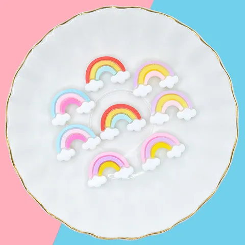 Harz Regenbogen Wolke Flatback Cabochon Zubehör Für Kopfschmuck Handyhülle Schreibwaren Box Dekoration Handgemachte Bastelbedarf