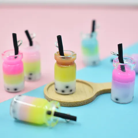 Mini Simulation Milch Tee Trinken Tasse Harz Charms Miniatur Essen DIY Handwerk Anhänger Materialien Bunte Gradienten Tasse Schmuck Komponenten