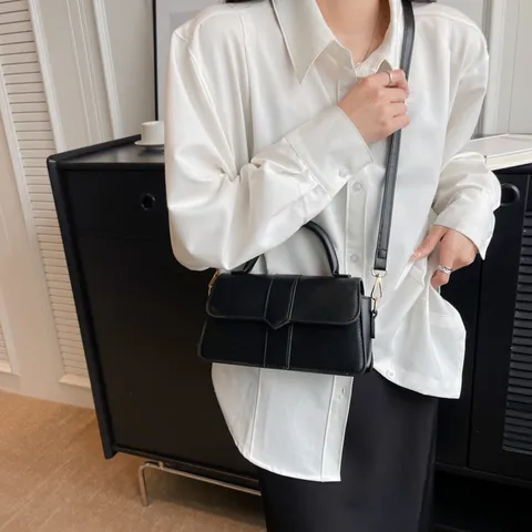 Dames Mode PU Leer Schoudertas Kleine Vierkante Tas Veelzijdige Casual Schoudertas Trendy Dagelijkse Handtas