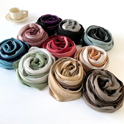 Γυναικείο Ρετρό Gradient Βαμβακερό Rayon Κασκόλ Ευέλικτο Ελαφρύ Πλισέ Μακρύ Σάλι Αξεσουάρ Mόδας