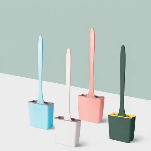 Wall Mounted Toilet Brush Set With Holder Soft Rubber Long Handle Toilet Bowl Cleaner Brush For Bathroom Household Cleaning