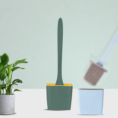 Wall Mounted Toilet Brush Set With Holder Soft Rubber Long Handle Toilet Bowl Cleaner Brush For Bathroom Household Cleaning