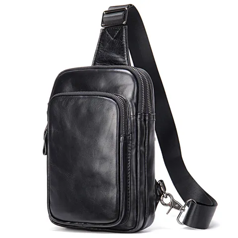 Borsa da Petto Vintage Casual da Uomo in Pelle Primo Fiore Tracolla Multifunzionale per Esterni Quotidiana