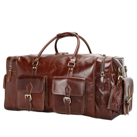 Echt Leder Heren Reistas Grote Capaciteit Retro Duffel Bag Zakelijke Bagage Handtas Waterdichte Weekender Tas