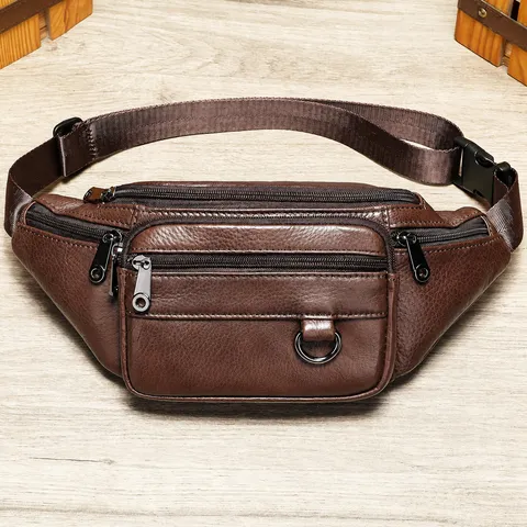 Marsupio in Vera Pelle da Uomo Borsa da Petto Vintage in Pelle Bovina Tracolla Casual Impermeabile