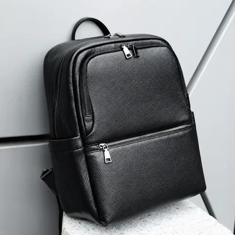 Zaino in Vera Pelle da Uomo Business Casual Borsa per Laptop Grande Capacità Zaino da Viaggio Lavoro