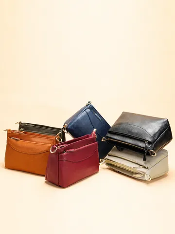 Women Large Capacity Genuine Leather Shoulder Bag Urban Minimalist Commuter Crossbody Bag First Layer Cowhide Handbag