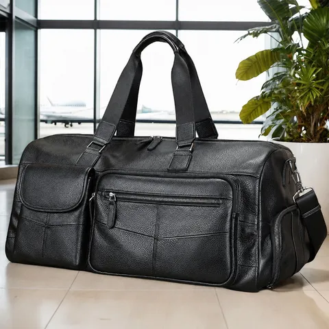 Bolsa de Viaje de Cuero Genuino para Hombre Gran Capacidad Vintage Piel de Vaca Business Duffle Bag Maleta Impermeable para Viaje