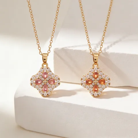 Damen Mode Kleeblatt Anhänger Halskette Kupfer Strass Kragen Halskette Luxus Vierblättriges Kleeblatt Schmuck Geschenk