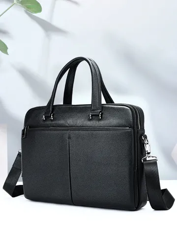Valigetta in Vera Pelle da Uomo Borsa per Laptop da Lavoro Grande Capacità Borsa a Mano Professionale da Lavoro per Uomo