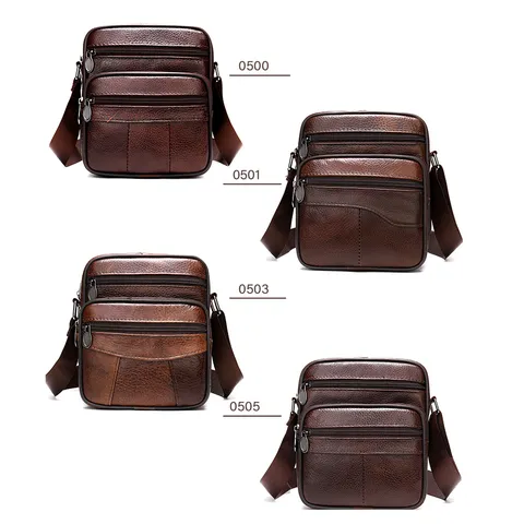Borsa a Tracolla in Vera Pelle da Uomo Vintage Affari Casual Borsa a Spalla Pelle Bovina Tasche Multiple Messenger Bag