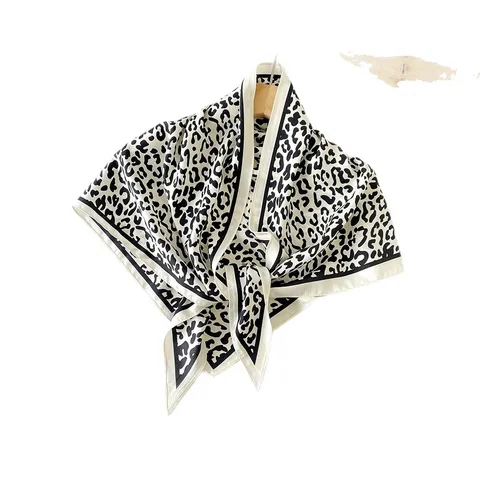 Women Fashion Satin Triangle Scarf Vintage Paisley Leopard Polka Dot Hair Bandana Head Scarf Versatile Kerchief